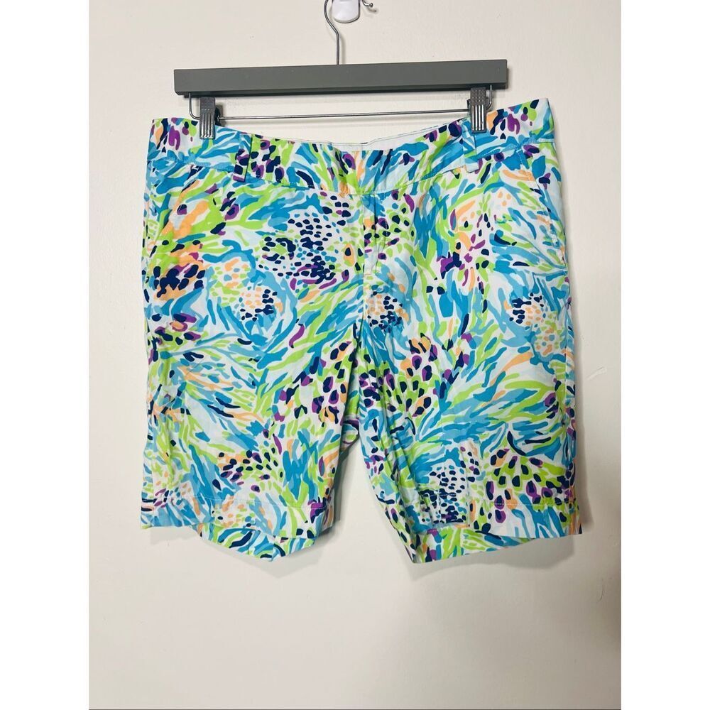 Lilly Pulitzer The Chipper Short Bermuda Shorts Sz 14 Sea Soiree Print Multi-Col